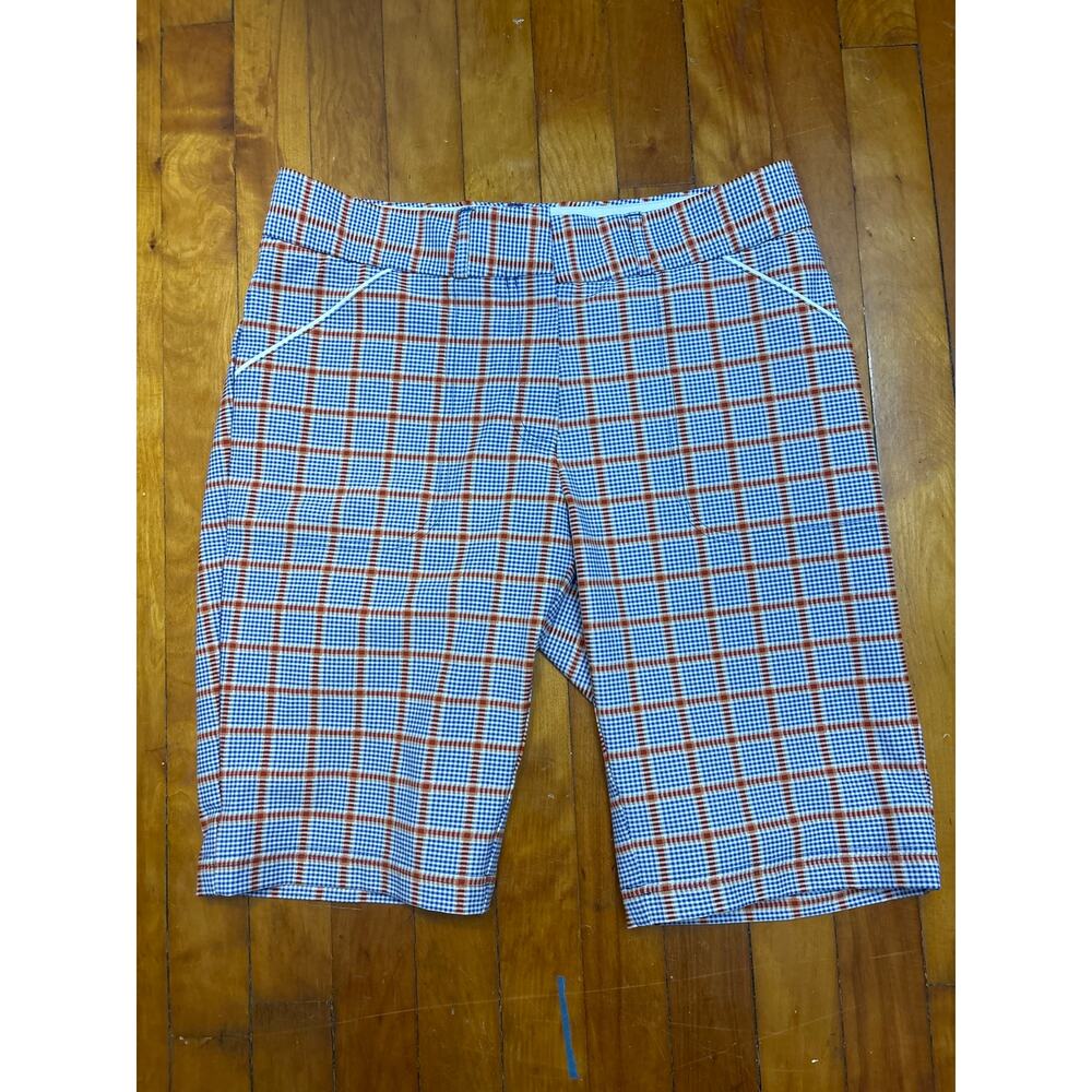 Women's  Peter Millar plaid golf shorts in blue and red size 4 inseam 11”